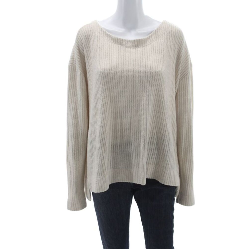 Splendid Womens Pullover Sweater Boat Neck Long Sleeve Ivory Size XL
